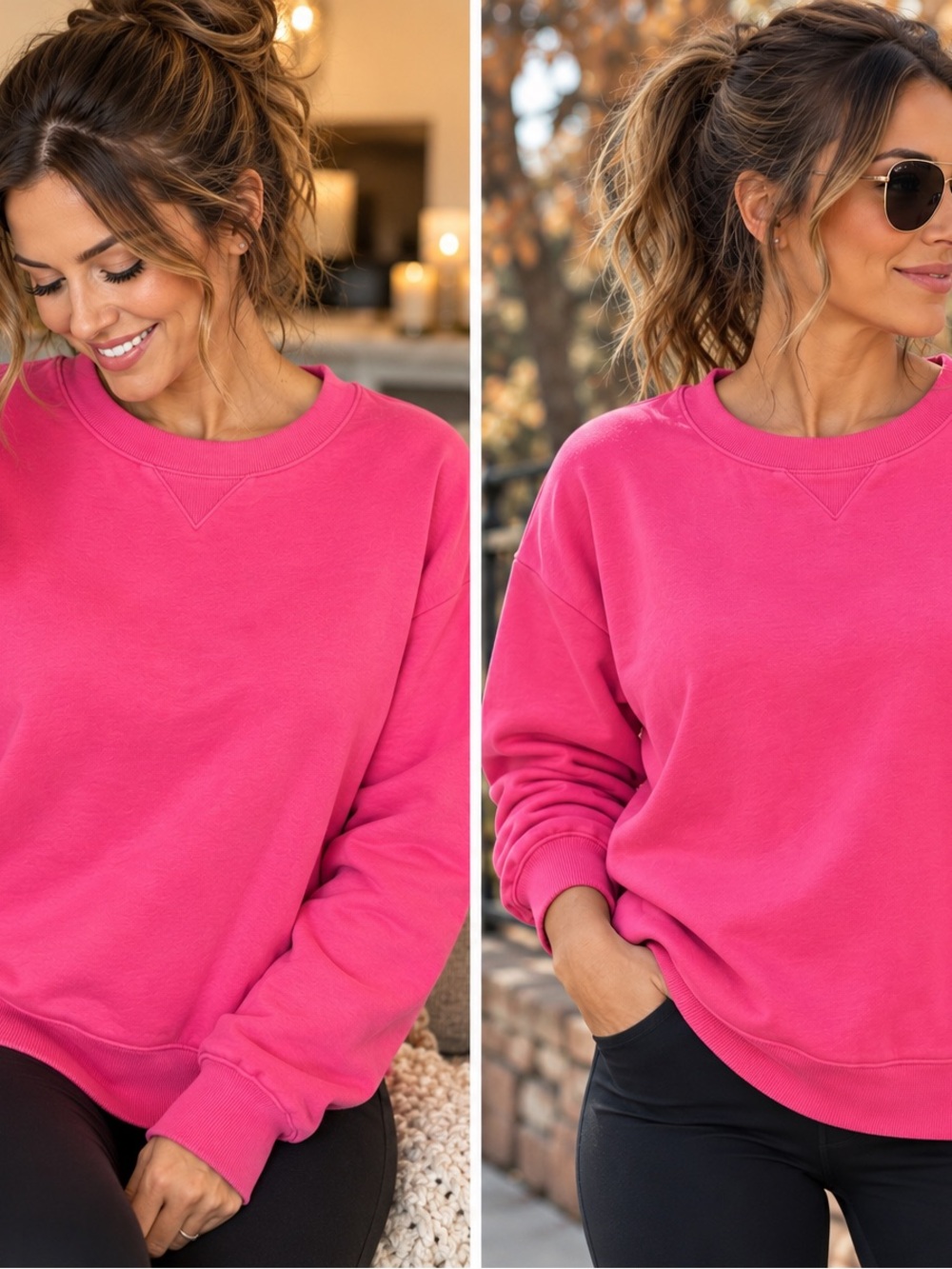 Zenana Outfitters Hot Pink Crewneck Sweatshirt